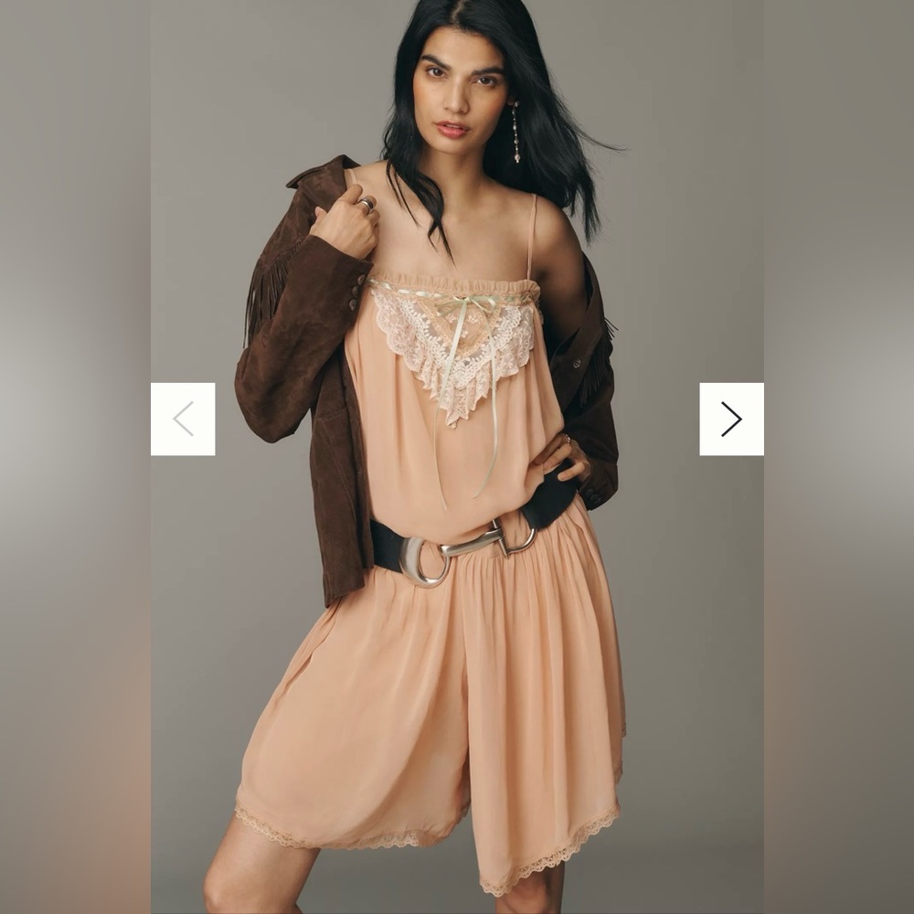 NWT Anthropologie Lace Trim Romper XS
